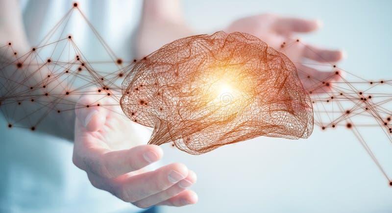 Glowing brain neural pathways